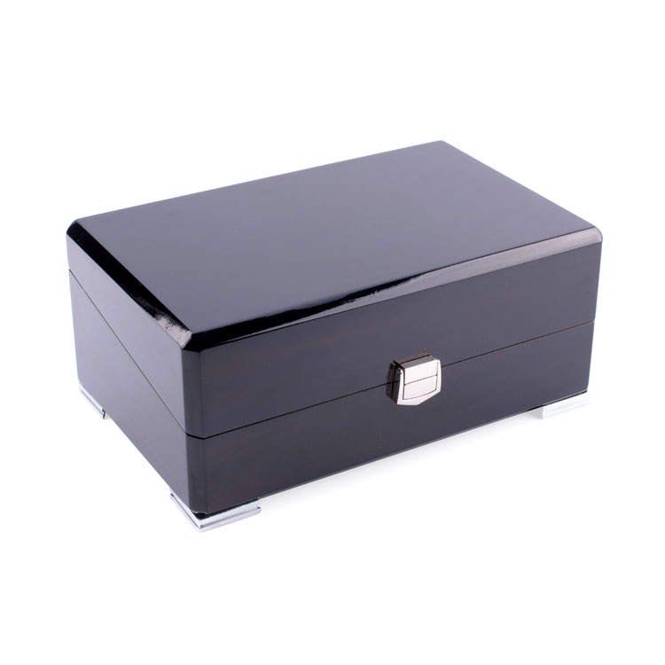 Classic High-end Black Watch Box with Silver Lock