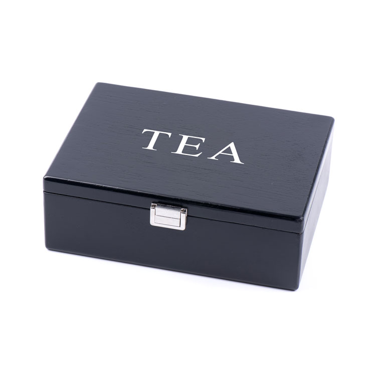 Matt Black Veneer 6 Slot Tea Wooden Box