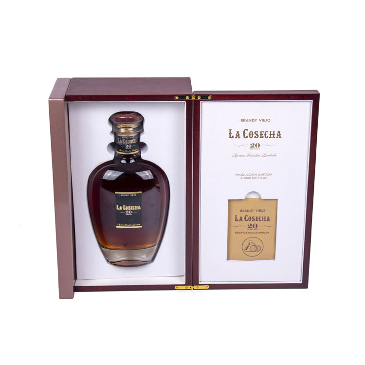 Brandy Glass Bottle Flip Flap Wine Wooden Box
