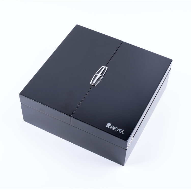 Double Door Lacquer Silver Logo Label Wooden Gift Box
