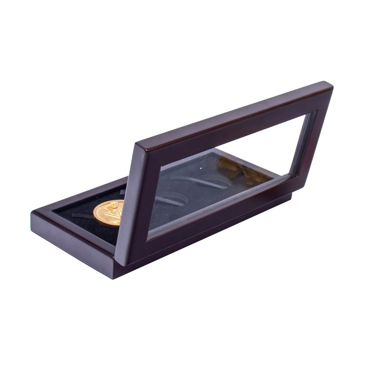 3coin Glass Window Display Wooden Coin Box