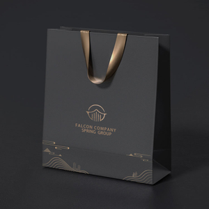 Customized Branded Logo Luxury Black Paper Apparel Packaging Gift Shopping Bag Paperbag