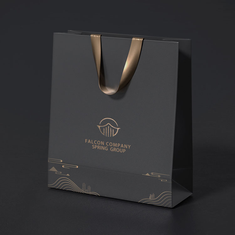 Custom Printed Ribbon Handle Cardboard Packaging Tote Bags Bolsas Black Matte Retail Luxury Gift Paper Shopping Bag with Logos