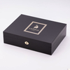 High-grade black piano paint three bottles of perfume paint gift packaging wooden box bright gold metal logo custom made