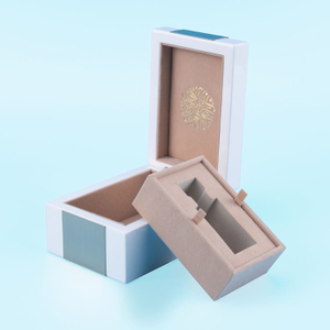 Small And Elegant White Painted Wooden Perfume Box Packaging Box with Brushed Stainless Steel Accessories