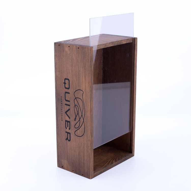Custom OEM Logo Household Stock Wholesale Flip Cover Case Pine Wood Jewelry glass lid Storage Wooden Box
