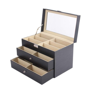 2024 Customized Pu Wood Navy Blue Sunglasses Packaging Boxes