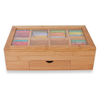 Products Tea Box Bag Storage Holder Organizer Bamboo Wood Chest Container Has 8 Compartments Comes with Drawer Complete