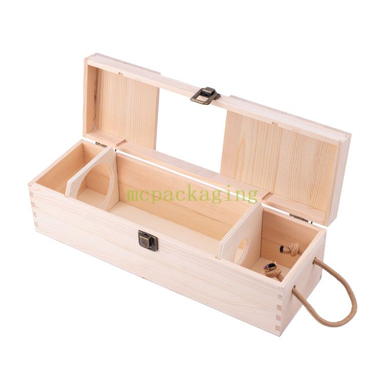 Custom Logo Solid Wood 1 2 4 6 Bottle Wooden Wine Packaging Gift Box In Bulk