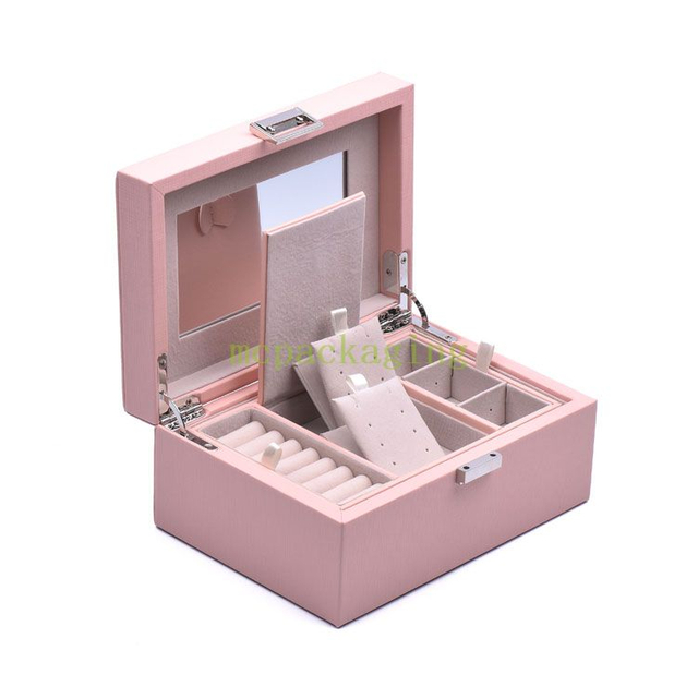 New Luxury Arrival Mini Leather Pu Small Travel Jewelry Box Organizer Women Gifts Custom Logo Jewelry Storage Box with Mirror