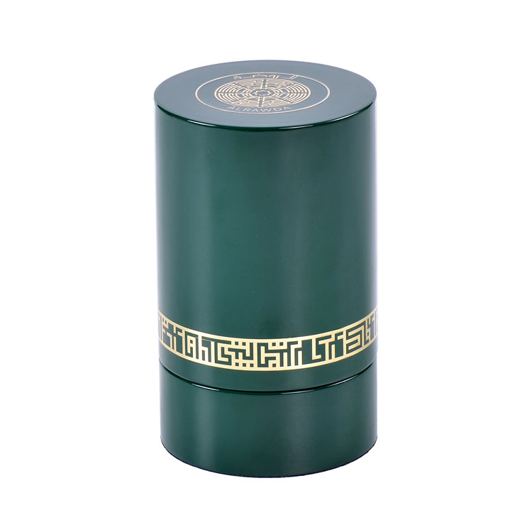 Round Metal Label with Border And Pattern Decoration, Green Piano Paint, High-end Perfume Wooden Box