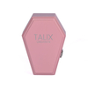 Silver Double Column Hinge Japanese Lock Pink PU Leather Interior Creative Hexagonal Coffin-shaped Perfume Wooden Box Packaging Custom Made
