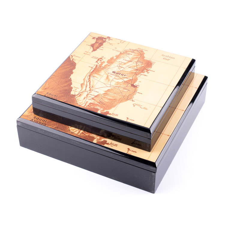 Gulf Map Glossy Hinged Wooden Ramadan Box