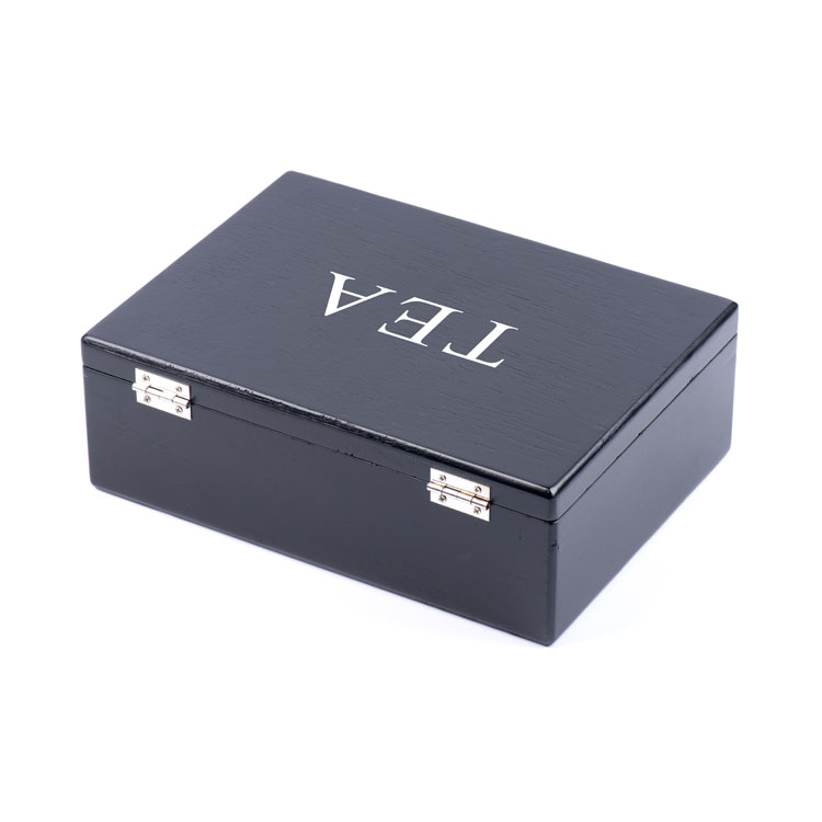 Matt Black Veneer 6 Slot Tea Wooden Box