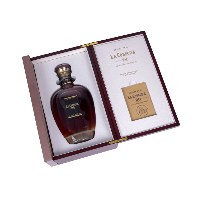Brandy Glass Bottle Flip Flap Wine Wooden Box