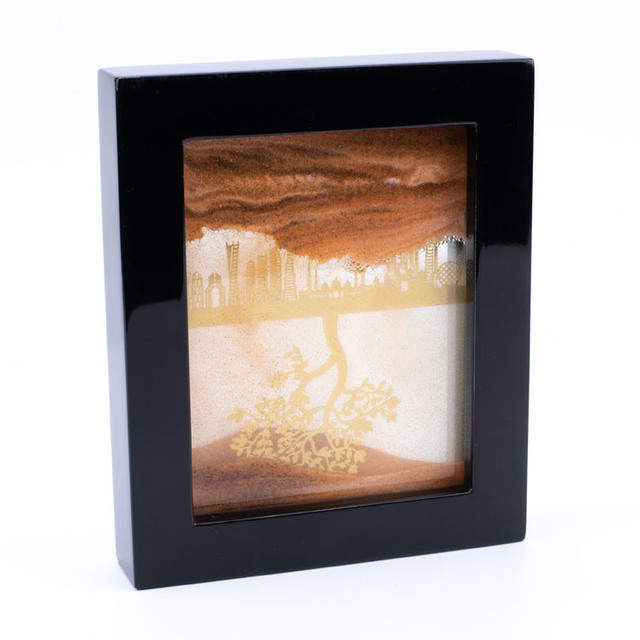 7" Moving Sand Art Picture Square Glass 3D Deep Sea Sandscape in Motion Display Flowing Sand Frame