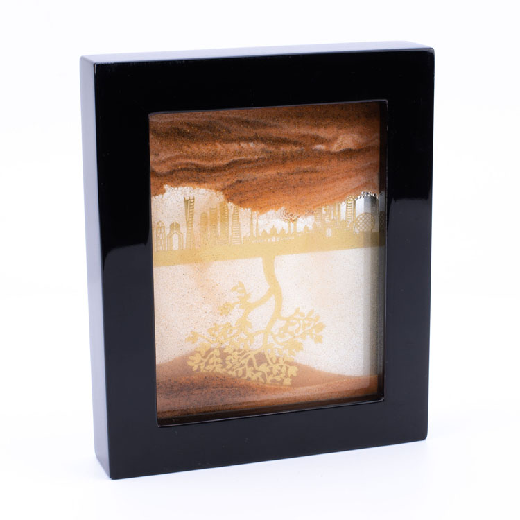 7" Moving Sand Art Picture Square Glass 3D Deep Sea Sandscape in Motion Display Flowing Sand Frame