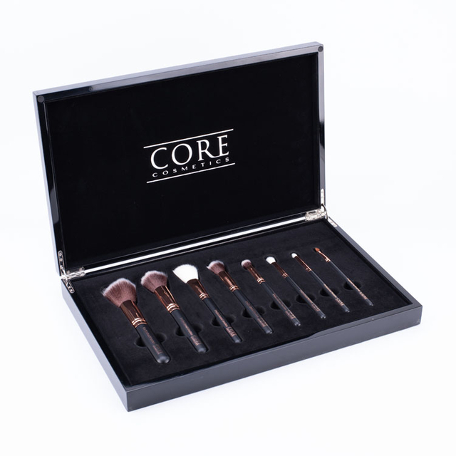 Wooden Makeup Brush Set Luxury Black Piano Box