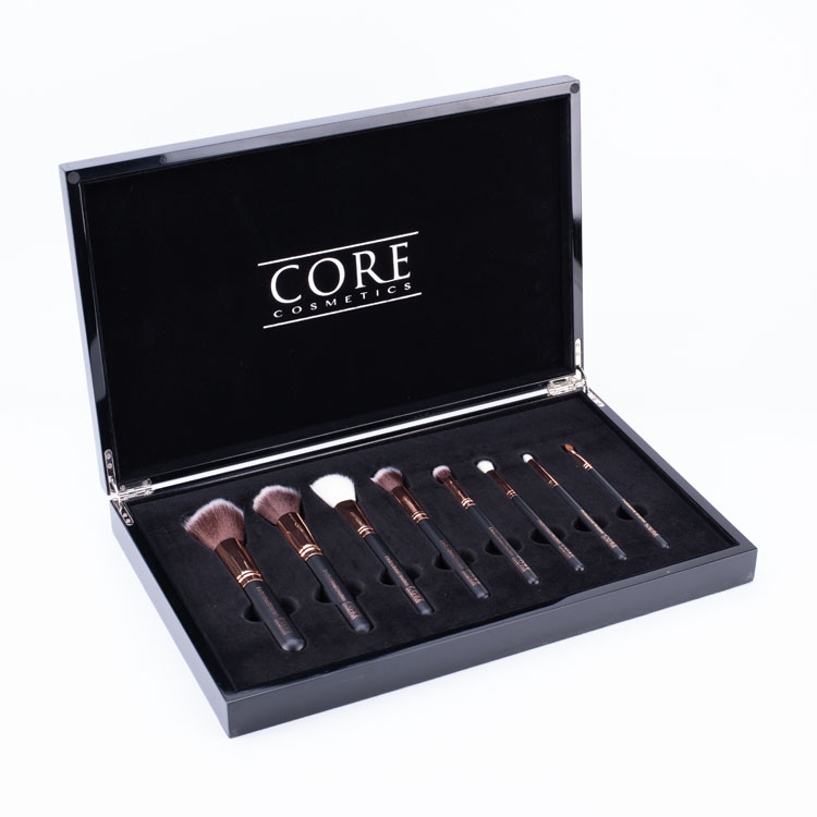 Wooden Makeup Brush Set Luxury Black Piano Box