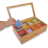 Products Tea Box Bag Storage Holder Organizer Bamboo Wood Chest Container Has 8 Compartments Comes with Drawer Complete