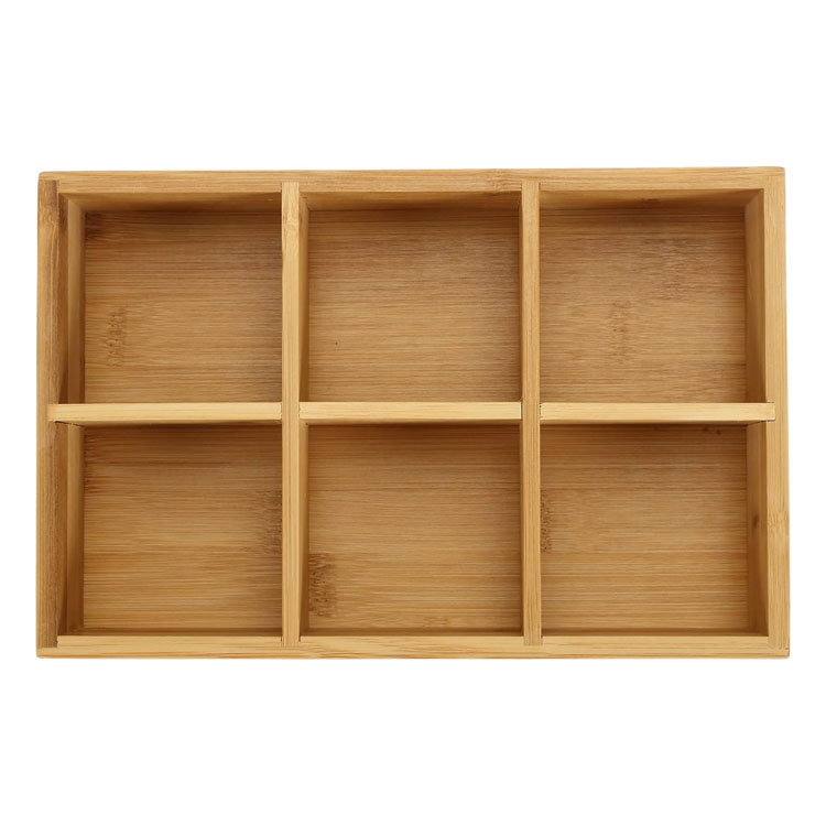 Bamboo Tea Bag Organizer Wood Hot Tea Bag Drawer Storage Organizer Holder with 6 Compartments Tea Chest Box for Coffee Station