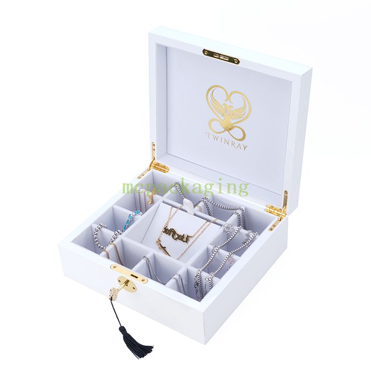 Glass Top Wooden Jewelry Display Box Portable Wood Jewelry Ring Box Jewelry Wood Box Lock Key