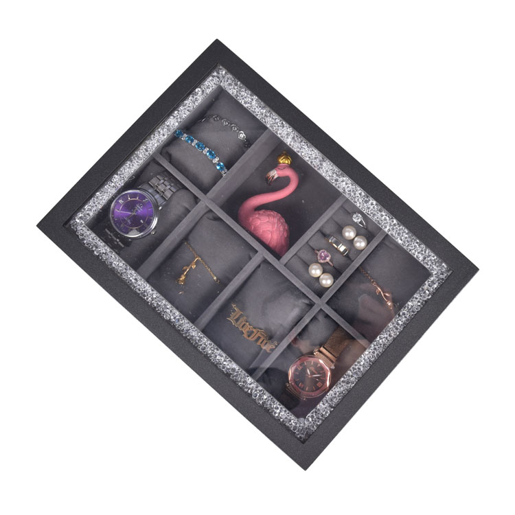 8-slot Pearl Lustre Grey with Acrylic Window Watch Jewelry Display Storage Box