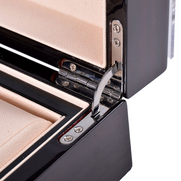 Luxury Black 6 Slots Display Wooden Watch Storage Box With Leather Pillow
