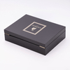 High-grade black piano paint three bottles of perfume paint gift packaging wooden box bright gold metal logo custom made