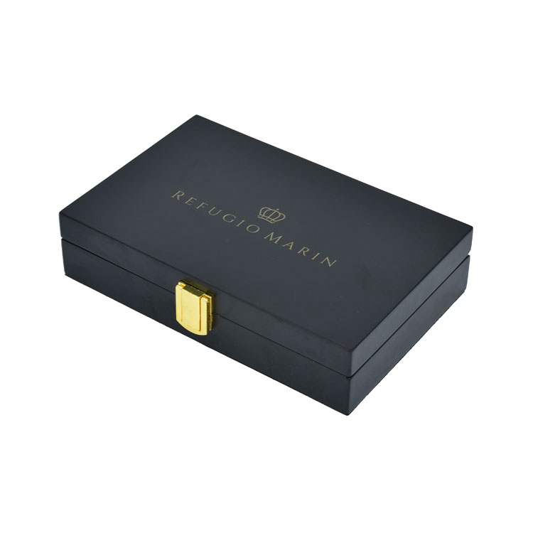 Silver Lock Belt Wallet Packaging Display Box Wood Box For Gift