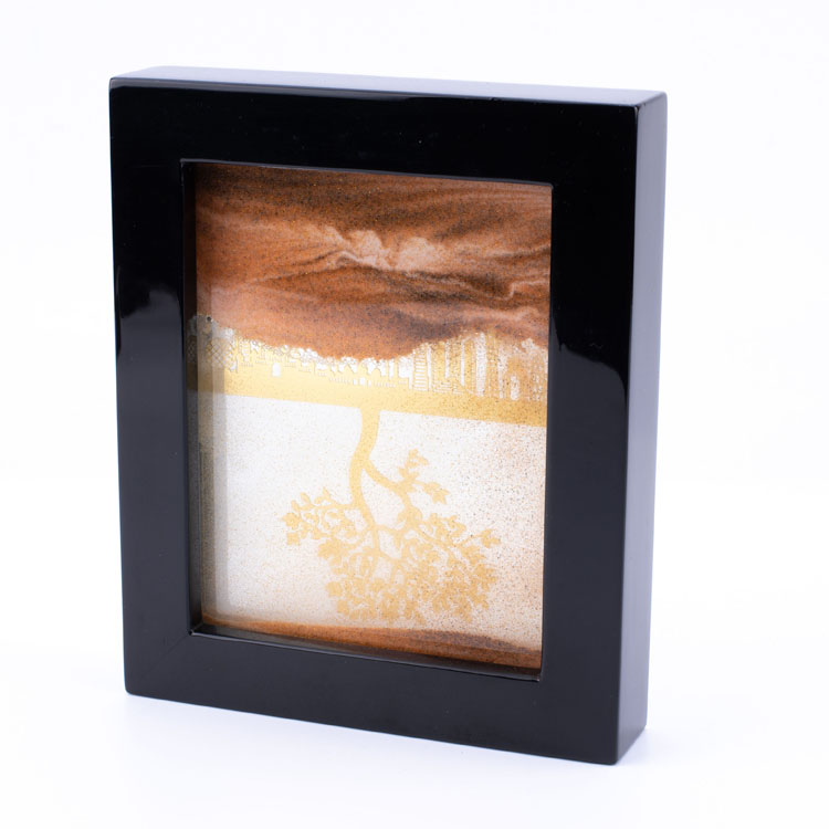 7" Moving Sand Art Picture Square Glass 3D Deep Sea Sandscape in Motion Display Flowing Sand Frame