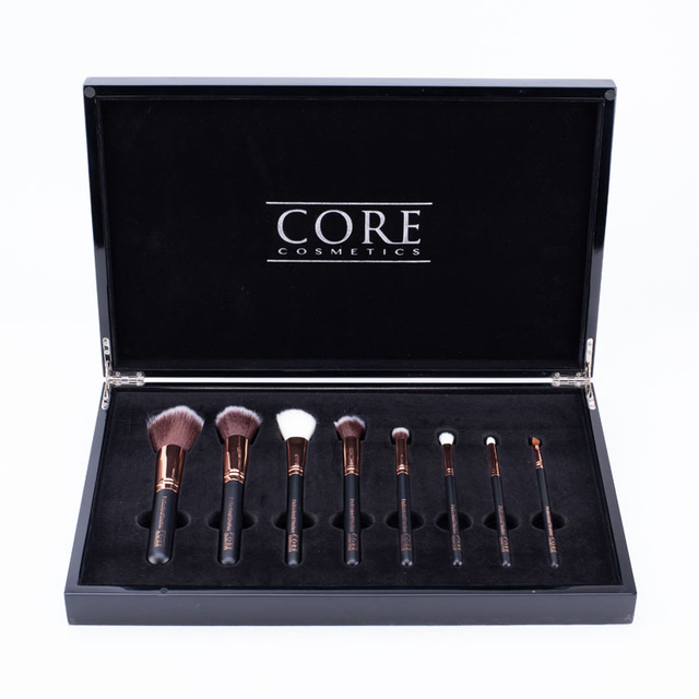 Wooden Makeup Brush Set Luxury Black Piano Box