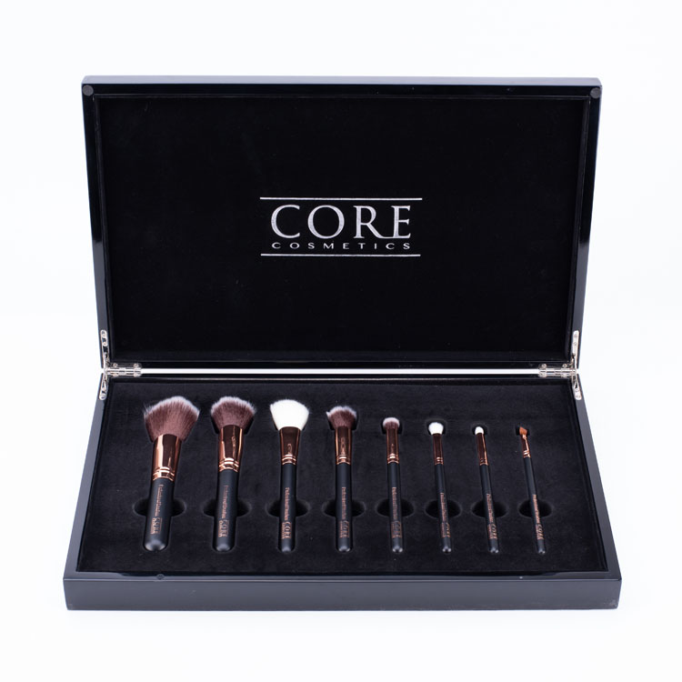 Wooden Makeup Brush Set Luxury Black Piano Box