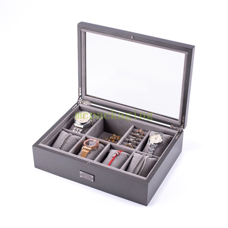 Customized Luxury Wooden Jewelry Storage Box Elegant Rustic Wooden Jewelry Boxes Dark Wood Jewelry Box