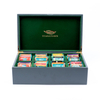 Wooden Box Factory Customized Logo Purple Piano Finishing Multi Compartment Storage And Display Tea Bag Wooden Packaging Box