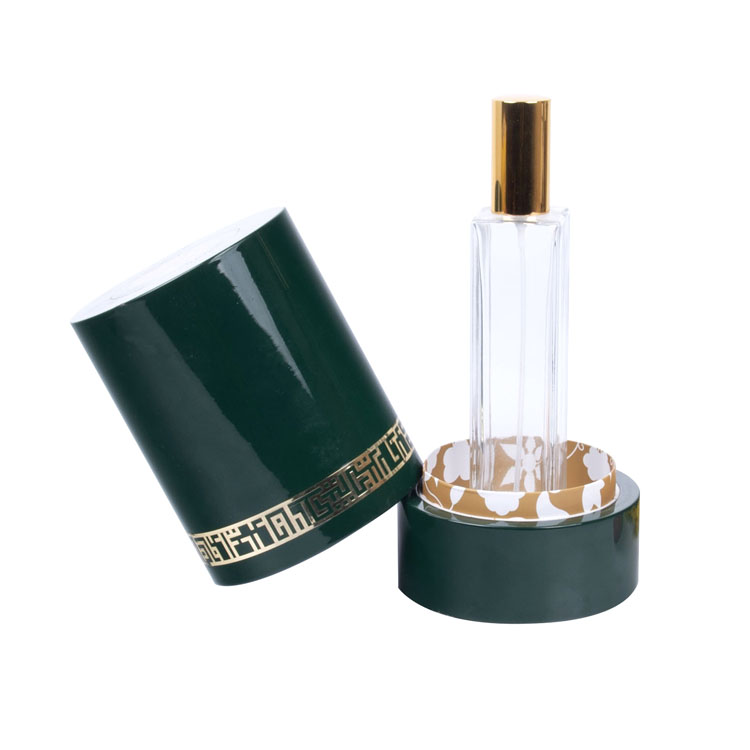 Round Metal Label with Border And Pattern Decoration, Green Piano Paint, High-end Perfume Wooden Box