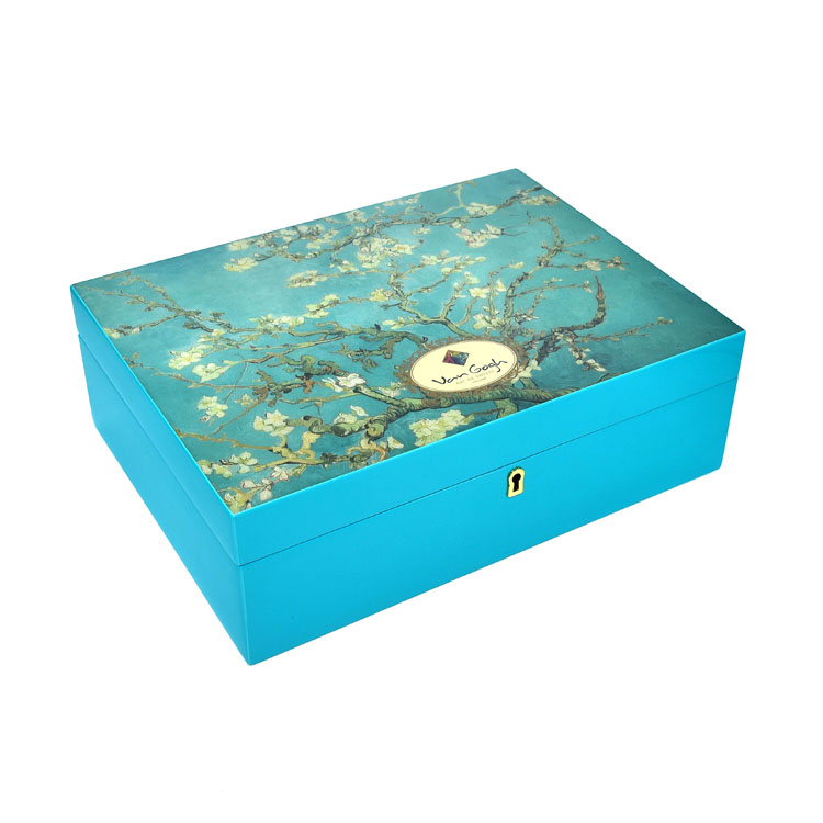 Versatile Removable Inner Tray Printed Wooden Jewelry Storage Box