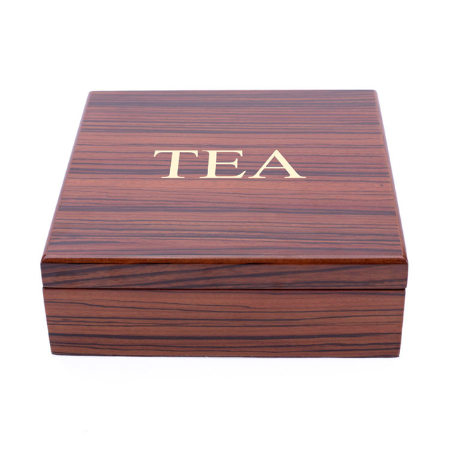 Wood Grain 4slot Painted Wooden Teabag Box