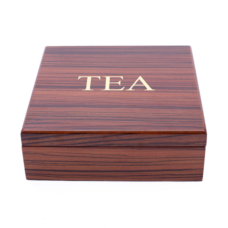 Wood Grain 4slot Painted Wooden Teabag Box