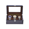 High End Black 3 Slots Display Wooden Watch Packaging Storage Box With Clear Window wood packing box