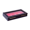 Luxury Custom Logo 3 Slots Collection Coins Wood Box Souvenir Mdf Wooden Silver Coin Box For Display Woodbox