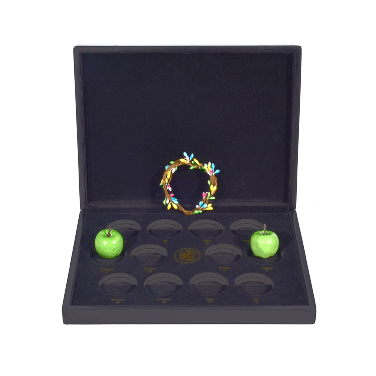Presentation Medallion Standing Collector Capsule Donation Boxes Piano Lacquer Wooden Coin Box