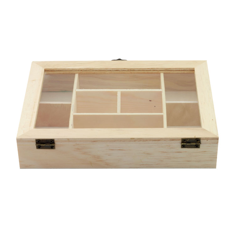 Wood Box factory customized Wooden Box factory customized Wholesale Custom Logo Glass Lid Wooden Tea Bag Box For Gift