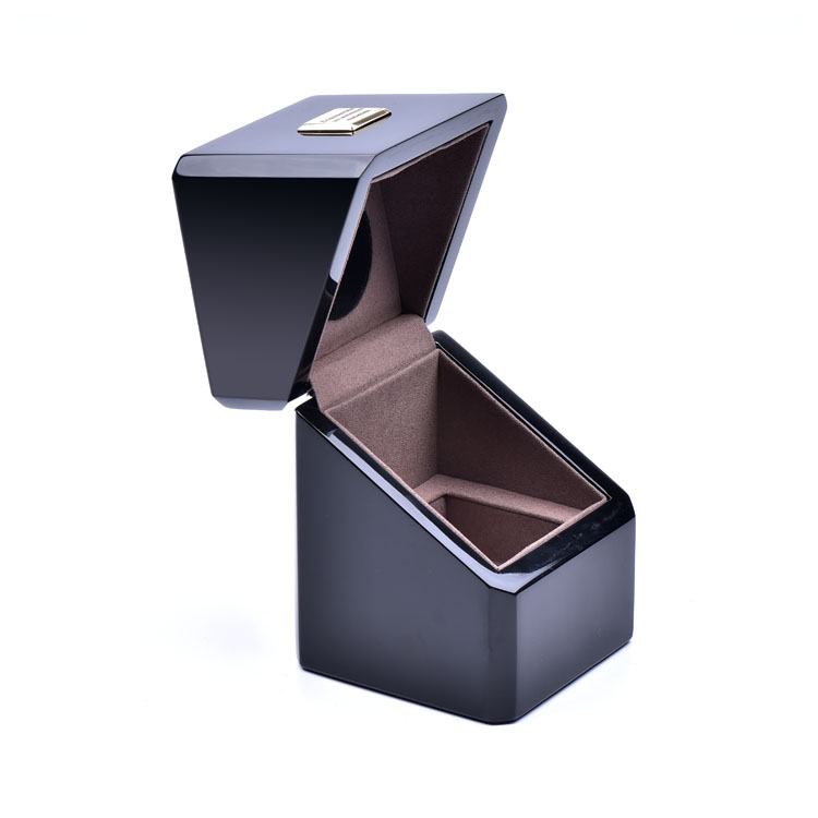 Cube Black Piano Paint Oblique Cover 45 Degree Corner Wooden Perfume Packaging Box Custom Made