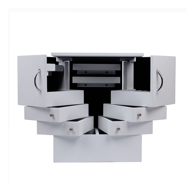 Multifunctional with Mirror And Drawers White Wooden Jewelry Box