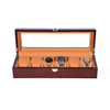 Wholesale Brown 6 Slot Watch Presentation Packaging Box With Clear Window Wooden Watch Box 6 Slot
