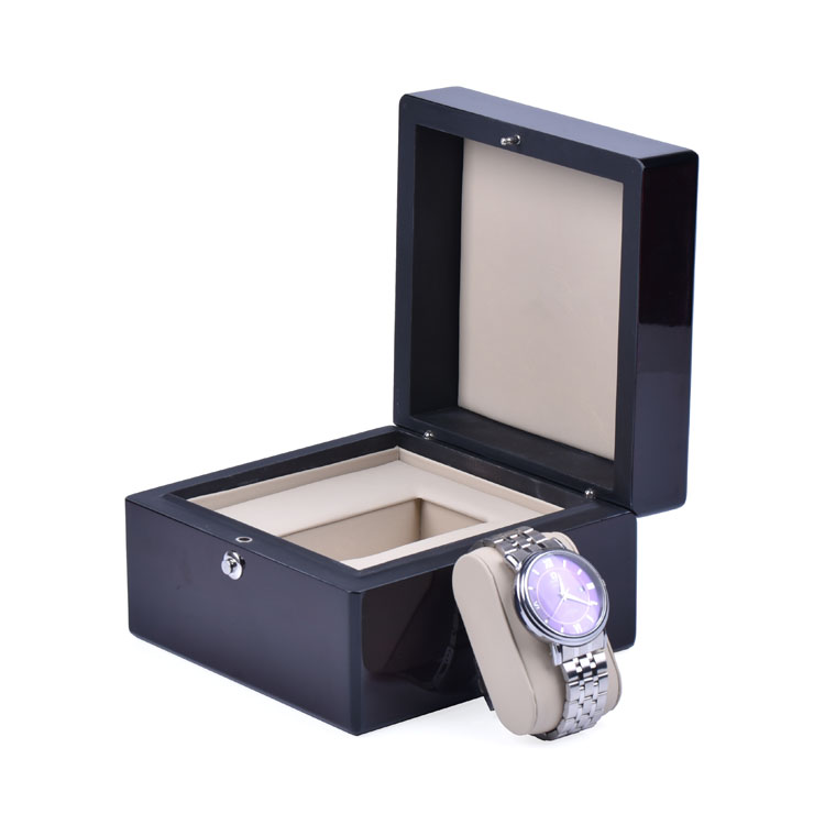 Wooden Box Factory Customized High End Custom Logo Black Safe Lock Watch Packing Box With Key