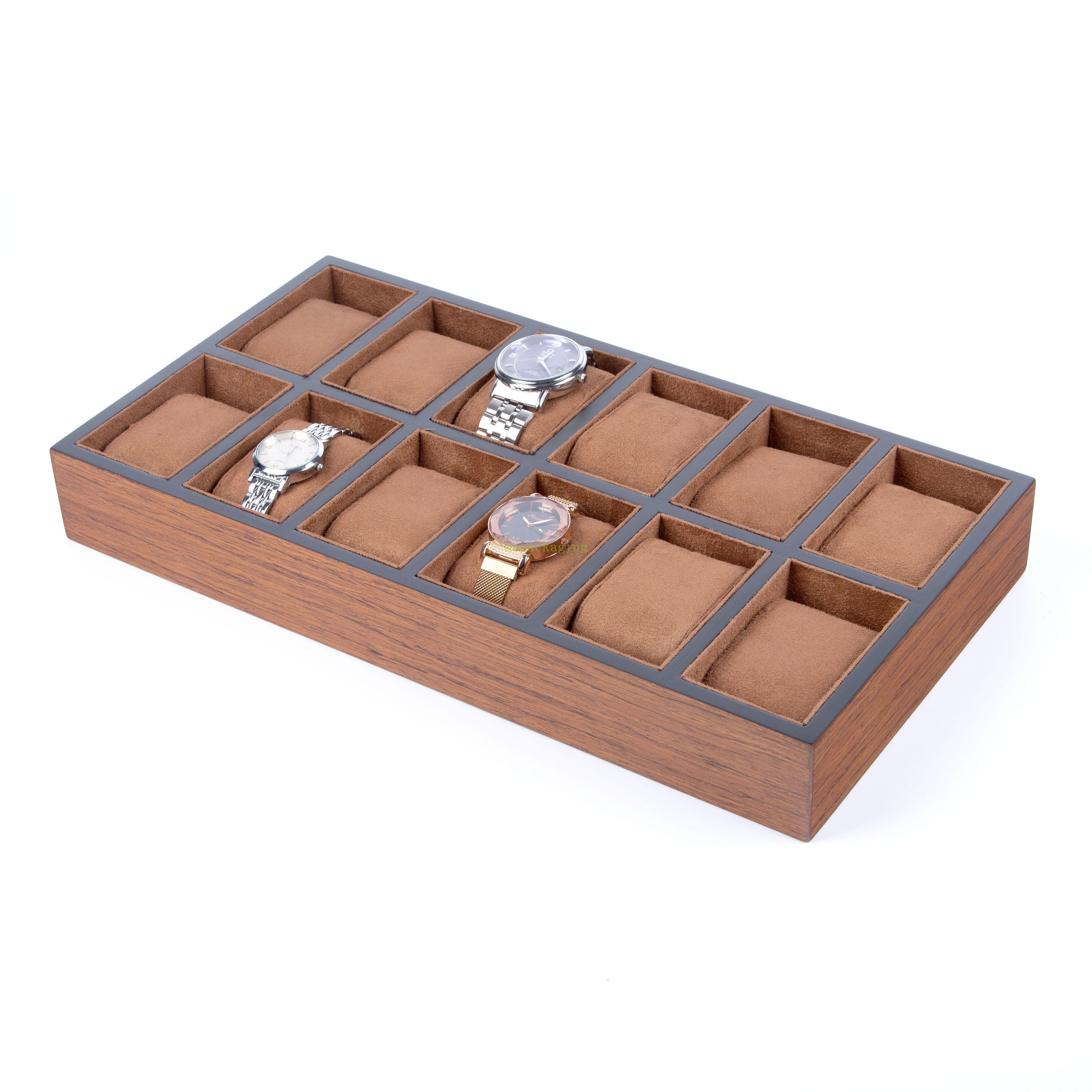 30 Slots Wooden Solid Wood Watch Storage Tray Watch Pillow Organizer Display Tray Showcase