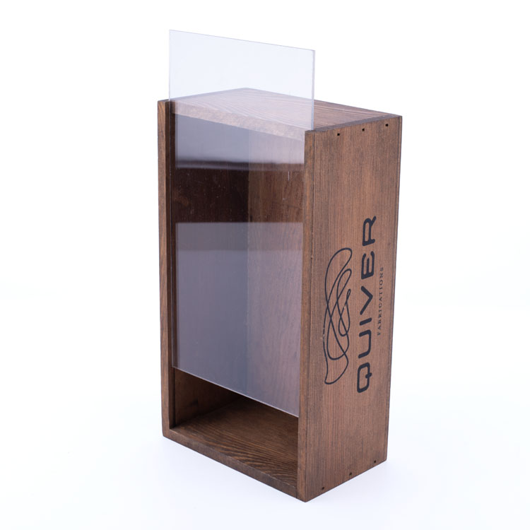 Custom OEM Logo Household Stock Wholesale Flip Cover Case Pine Wood Jewelry glass lid Storage Wooden Box