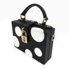 Packing Folding Hotel Bathroom Tissues And Single Metal Black with White PU Leather Small Tote Bag Box